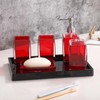 TUANYO 5 Pcs Red Acrylic Bathroom Accessories Set Complete, Lotion/Soap