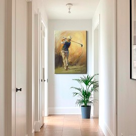 JZLDZS Large Golf Wall Art Golf Course Canvas Painting for Bedroom Living Room Man Cave - 24x32 Inch Ready to Hang Framed Sports Theme Wall Decor