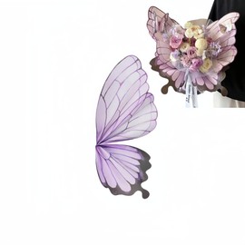 XIZHI 20 Sheets Waterproof Butterfly Flower Bouquet Wrapping Paper Flower Wrapping Packaging Paper Floral Wraps Florist Arrangements for Valentine's Day Mother's Day Wedding (Purple)