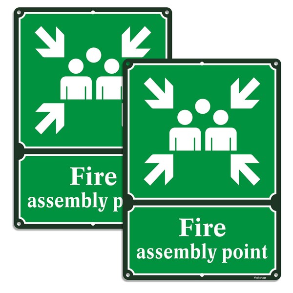 Yuzkouge Fire Assembly Point Sign - 2 Pack, 25cm X