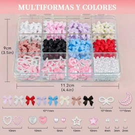 Jrff&gwky® Decoracion De Uñas Acrílica 3d Lazo Flores Uñas Arte Diy Kit24 Colores, 24 Estilos Decoraciones Para Uña