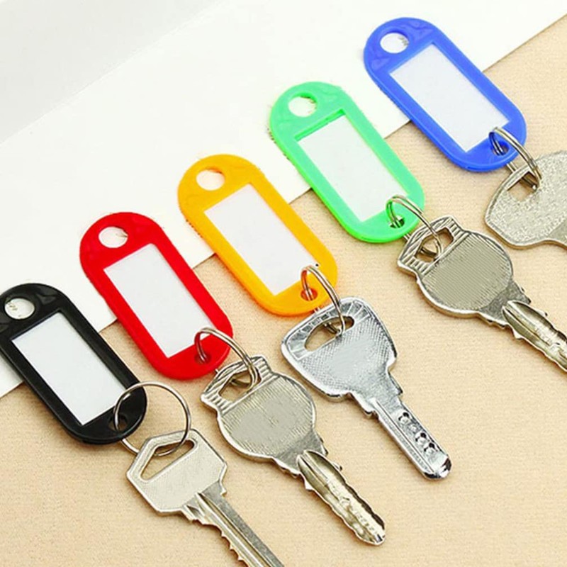 TOYMYTOY Name Badge Keychains, Red, Pack of 50