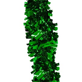 Trimming Shop 6.5ft/1.98m Emerald Green Wide Chunky Christmas Tinsel Garland Shiny Metallic Foil Twist Xmas Tree Garland for Festive Party, Holiday Celebration, Indoor & Outdoor Hanging Decorations