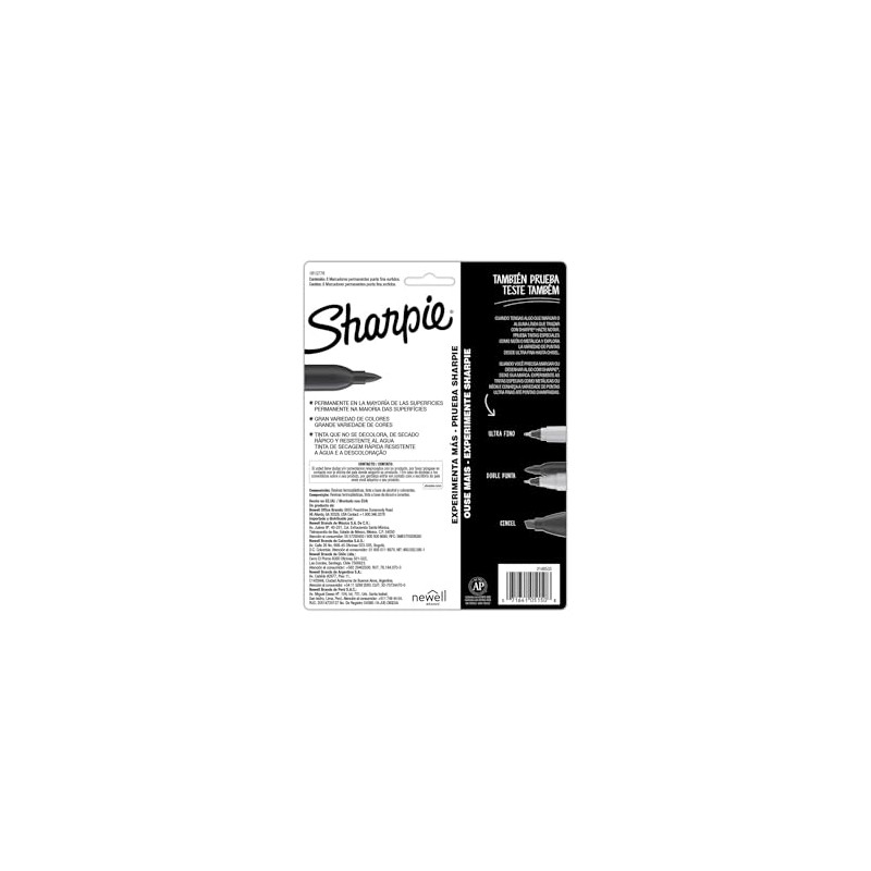 Sharpie Marcadores Permanentes, Punta Fina, Surtidos, 8 Piezas, 1812776