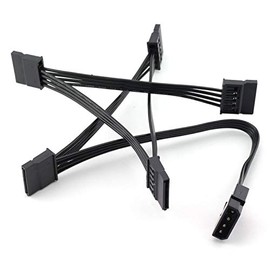 MEETOOT IDE to SATA Power Cable IDE Large 4 Pin to PC Server Hard Drive 15 Pin SATA Power Supply Adapter Converter Cable Cord 18AWG Wire SATA Extension Cable 1 to 5 Splitter Black