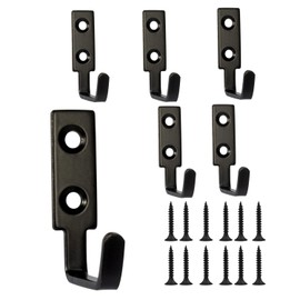 ANJOBIBI 6PCS Coat Hooks Wall Mounted Single Prong Robe Hook, Antirust Black Wall Hooksfor Hanging Towel Hooks with 12 Screws for Bags, Hat, Scarf,Coat,Key (Black Color C)