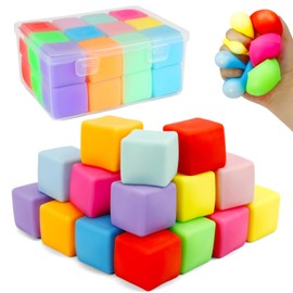 Squishy Fidget Toys, 24 Pack Stress Cube Balls Fidget Sensory Toys Bulk for Kids Adults Anxiety Relief Goodie Bag Stuffers Classroom Prizes Party Favors Teens Boys Girls Christmas Birthday Gifts
