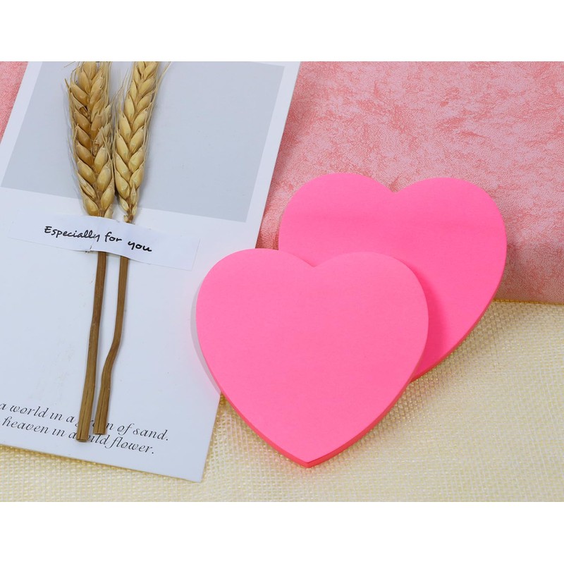 Mini Skater Hot Pink Kraft Paper Sticky Notes Heart Shaped