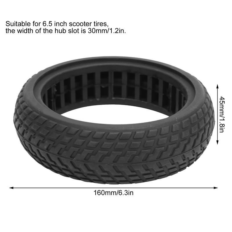 ExplosionProof Solid Tyre Rubber Tire Hollow Out Damping for 6.5inch