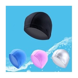 Lycra High-Tension Swim Cap with Waterproof Earplugs, PU Coated - Comfortable for Long Hair (Men & Women) Black 3ea