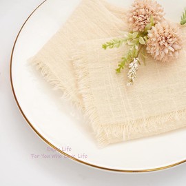 4pcs Cheesecloth-Linen-Napkins Washable-Cloth-Dinner-Napkins 16.5" for Baby Shower, Birthday Party, Dining Table Decor