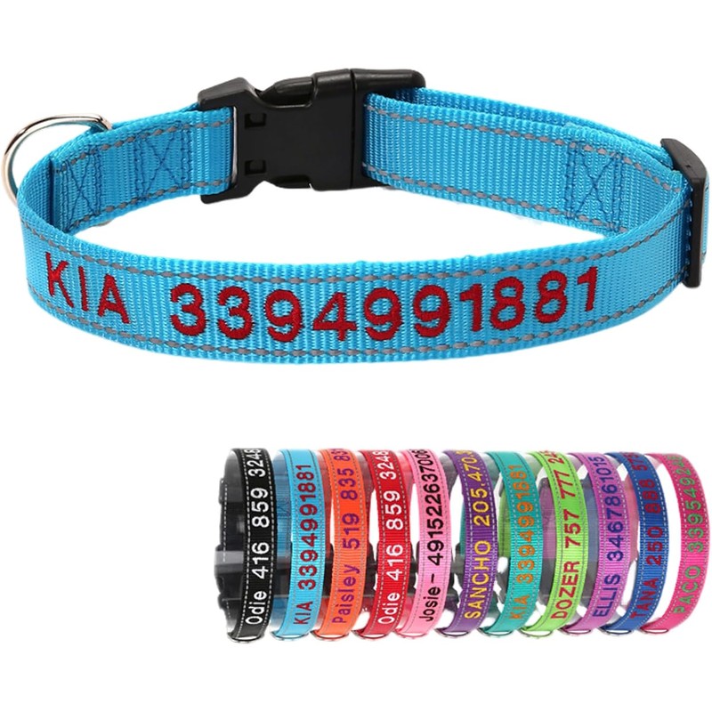 Collar de Perro Nylon Reflectante con Nombre Personalizado Collar Perro