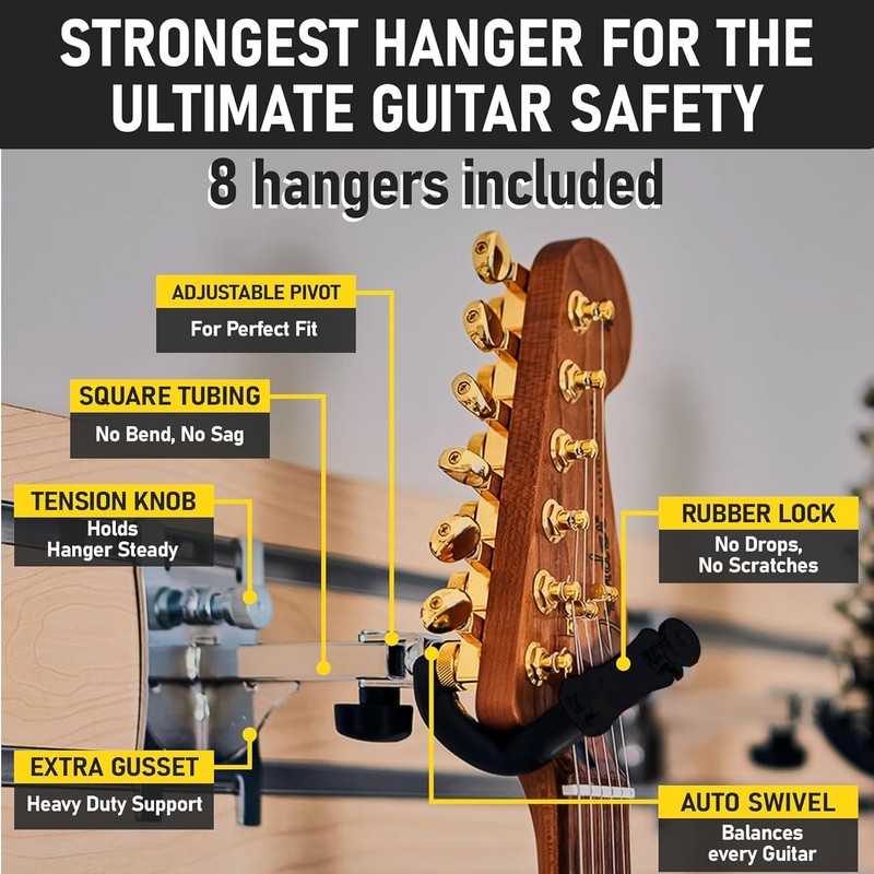 DLDIRECT Black Wall Hanger for Guitars and Ukuleles - Multiple