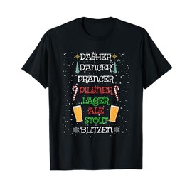 Cute Christmas Reindeer Pilsner Lager Ale Stout Beer Lover T-Shirt