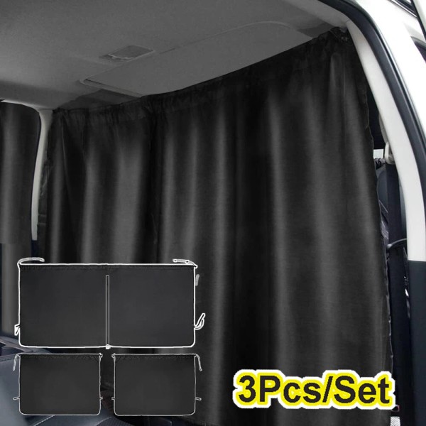 Unbranded 3x Car SUV Divider Curtains BlACK Sun Shade Side