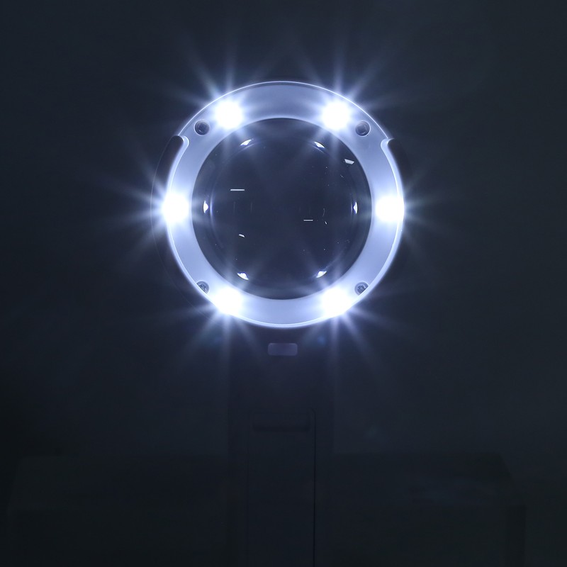Desktop Handheld LED Magnifier 7X USB Battery Powered Reading Magnifying