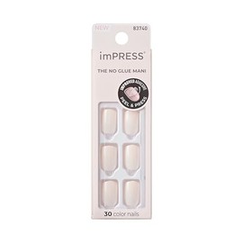 KISS imPRESS - Manicura a presión de color, kit de uñas de gel, tecnología PureFit, longitud corta, "punta rosa", mani, color sólido sin pulido, inclu
