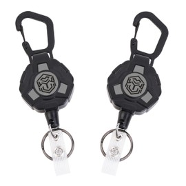 Chambom 2-Pack Retractable Keychain - Heavy Duty Badge Holder, Retractable ID Badge Reel, Carabiner Badge Clip, 8.0 oz, Tactical Key Chain with 32" Steel Retractable Cord