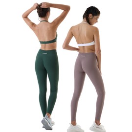 AUROLA Power Workout Leggings for Women Tummy Control Squat Proof Ribbed Thick Seamless Scrunch Active Pants,Eden Green,M