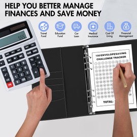 Money Challenge Savings Book 100 Envelopes A5 Money Saving Money Folder Money Saving Challenge Money Saving Binder Budget Planner with Money Envelopes and 25 Cards Easy to Save 5050€ for Home School