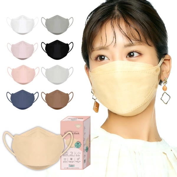 Victorian Mask: Set of 5, (Compliant with Japanese Industrial Standards Committee), Non-woven Fabric, Diamond Mask, 3D Mask, Skin-Friendly, Easy to Breathe, Makeup Won’t Stick, Individually Packaged, Non-Woven Fabric Mask, Complexion Mask, Nude Beige