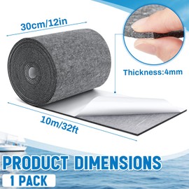 Soulchen 12in x 32ft Grey Boat Trailer Bunk Carpet with Adhesive, Marine Outdoor Polyester Marine Bunk Carpet for Boats Trailers and Ramps