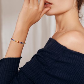 JoycuFF Bracelets for Women Trendy,Inspirational Gifts Healing Natural Stone Bracelets, Get Well Soon Gifts for Friends Sister,Life is Tough But So are You Bracelet