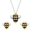 EleQueen 925 Sterling Silver Cute Bee Pendant Choker Necklaces Stud