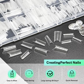 JODSONE Short Coffin Press on Flase Nail Tips for Extension Nail Tips Soft Gel Matte Half Cover Clear Gelly Nail Manicure 12 Sizes 360Pcs