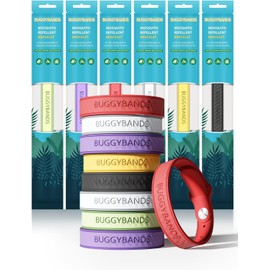 BuggyBands 12 Pack Mosquito Repellent Bracelets Silicone Mosquito Repellent Bands with DEET Free, Natural & Waterproof Bug Wristbands for Kids and Adults, Outdoor Traveling Protection