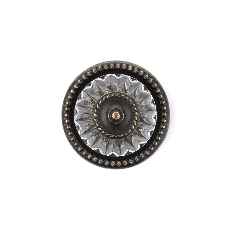 Richelieu Crystal Cabinet Knob, 1-5/16 Inch, Montreuil Collection, BP16063244BB, Burnished