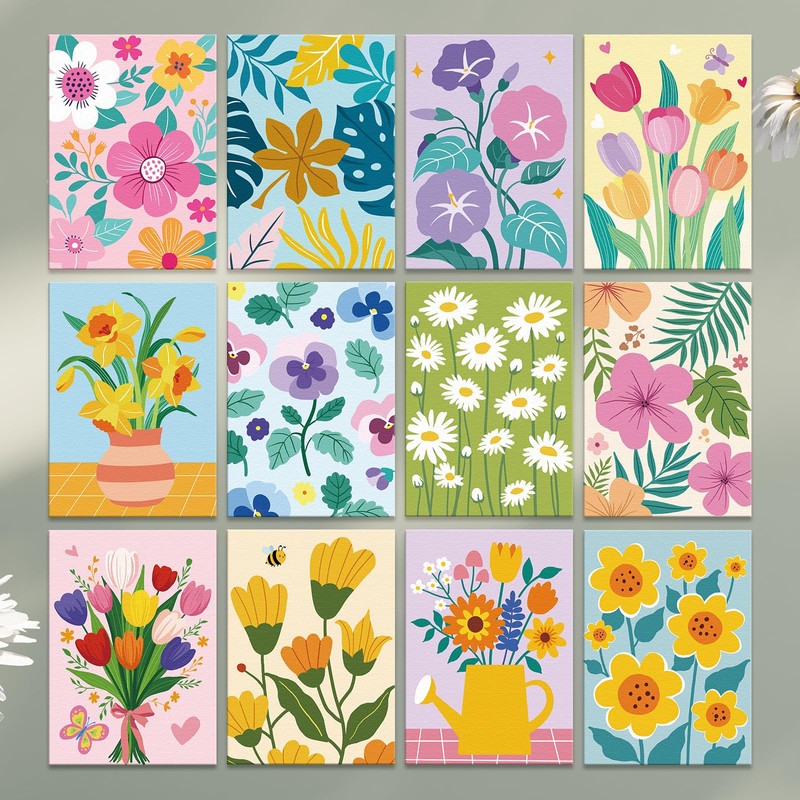 Louise Maelys 5x7 Inch Pre Drawn Canvas to Paint,12 Packs