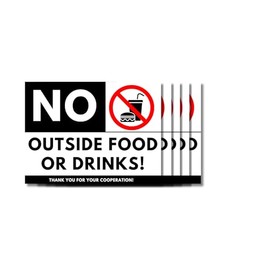 No Outside Food or Drink Self-Adhesive Vinyl Sticker Sign, 5 Pack No Outside Food or Drink in This Area 8 x 6 in Vinyl Decal, UV Resistant, Weatherproof, Waterproof Premium No Food or Drink Signs.