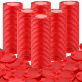 Coopay 500 Pieces Plastic Poker Chips, 1 Inch Bingo Chips Bulk Learning Counters Disks Poker Card Game, Counting Markers for Math Practice, Game Tokens and Teaching Rewards, 25 mm (Red)