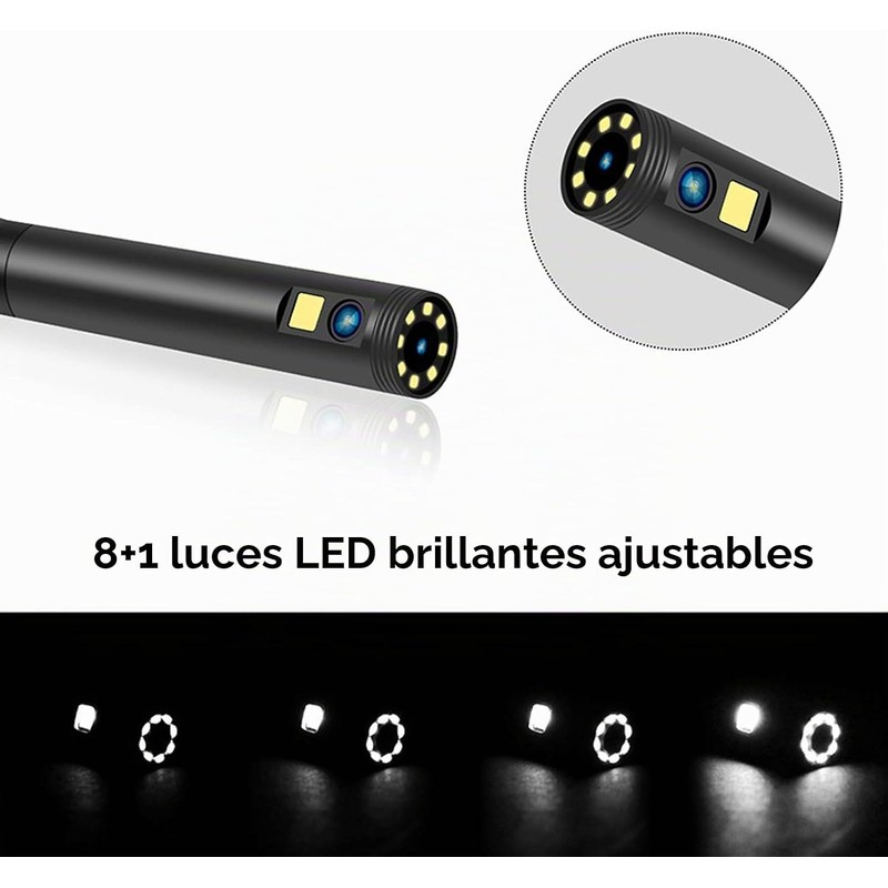 Walfront Boroscopio Industrial, Doble Lente, 9 LED, Pantalla LCD