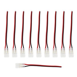RLECS 10PCS 2 Pin 8mm Light Strip Connectors COB Single Head with Cable Wire Length 100mm Pigtail Connector Light Strip Clip COB Strip Power Intermediate Connector