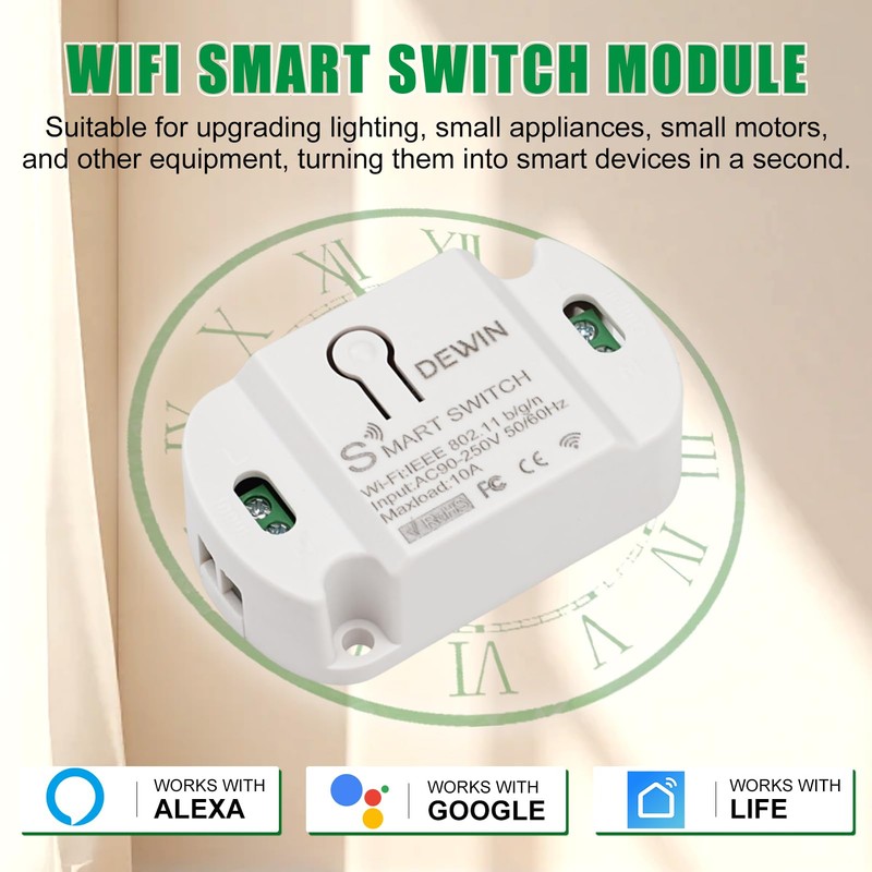 DEWIN 10A Smart WiFi Wireless Light Switch, 1PC WiFi Remote