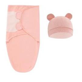 Yummy Baby Products Infant Swaddle with Hat, Light Weight and Easy to Use, Made of 100% Extra Soft Cotton, Perfect for a Good Night for Everyone (Solid Pink)
