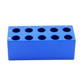 LSVERDE 1 Pcs Aluminum Cooler Cooling Block PCR Test Tube Racks, Hole Diameter 16mm 10 Wells for 10ml 15ml PCR Microcentrifuge Tube (Blue)