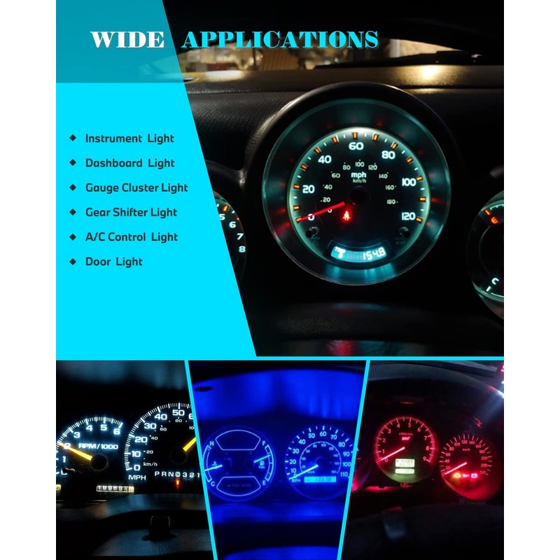 Alopee 43PCS LED Dash Lights and Socket Kits 194 168