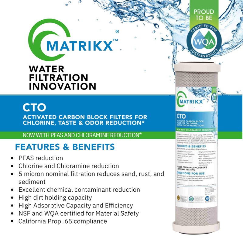 Matrikx 10 inch CTO Carbon Block Filter now with Chloramine