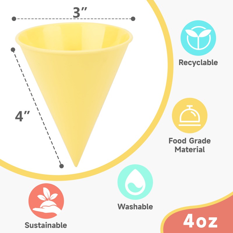 LUVCOSY 8-Pack Reusable Plastic Snow Cone Cups, Compatible with Nostalgia