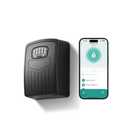 NexusLab Smart Key Lock Box with App Control, Bluetooth & Digital Password Combination Lock, Wall Mount Heavy Duty Metal Key Safe Box for Home, Office, Real Estate & Airbnb Outdoor