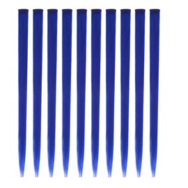 10 Pcs Colored Hair Extensions 22 Inch Colored Clip in Hair Extensions Straight Synthetic Hairpieces for Women Girls Cosplay Fashion Party （Straight,Blue）