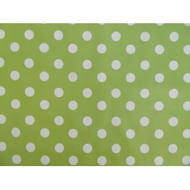 140x200cm OBLONG PVC/VINYL TABLECLOTH - LIME GREEN POLKA DOT - 6 SEATER