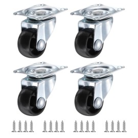 PATIKIL 1" Plate Swivel Caster Wheels, 4 Pack Silent Fixed Plate Casters with M4 Screws Load Capacity 33Lbs for Furniture Cart Trolley, Black(NO Brake)