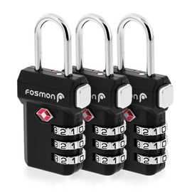 Fosmon TSA Accepted Luggage Locks, (3 Pack) Open Alert Indicator 3 Digit Combination Padlock Codes with Alloy Body and Release Button for Travel Bag, Suit Case & Luggage - Black