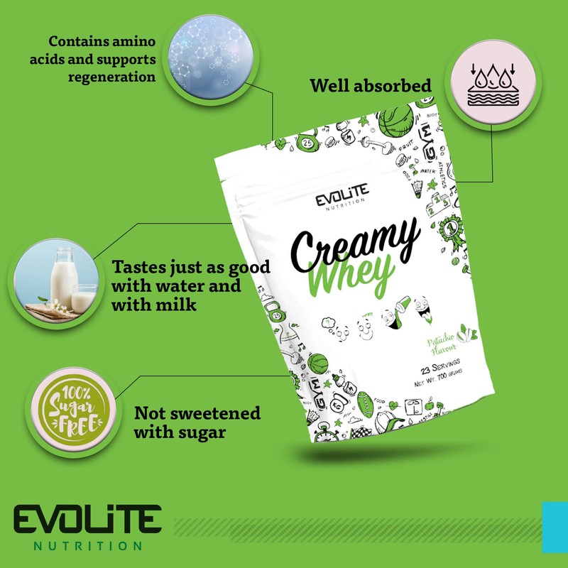 Evolite Whey Protein Powder 700 g with Buttermilk, Pistachio
