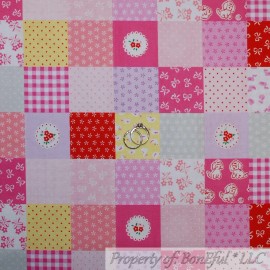 Riley Blake BonEful Fabric FQ Cotton VTG Pink Red Flower Baby Girl Dot Quilt Patchwork Block