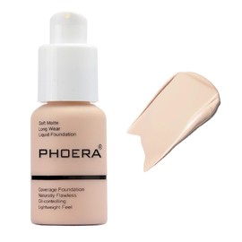 PHOERA Foundation,Matte Oil Control Concealer Foundation Cream,Long Lasting Waterproof Foundation Makeup,Full Coverage Foundation (101 Porcelain)